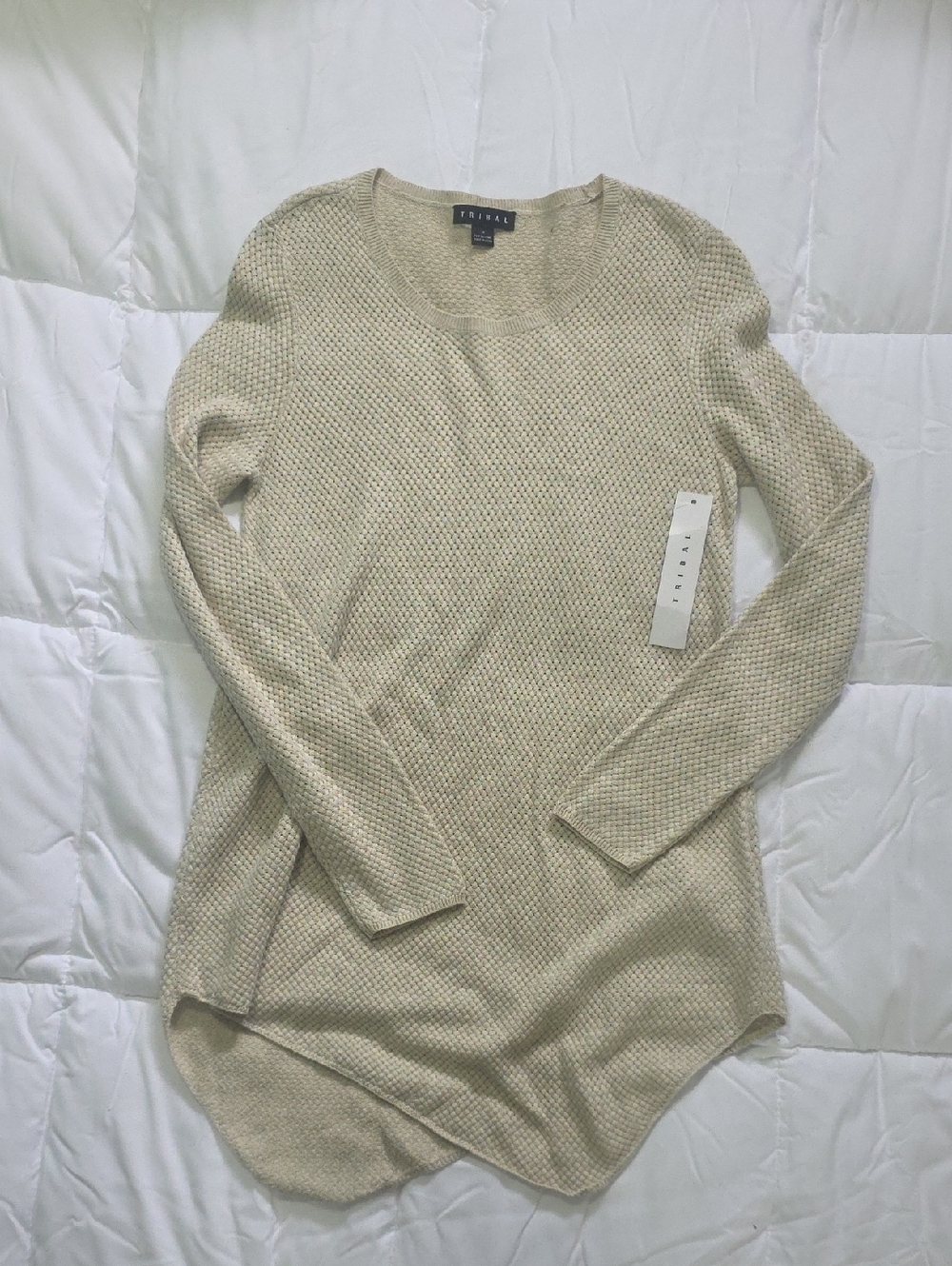 Tribal Oatmeal Textured Long Sweater